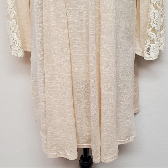 𝅺UMGEE USA Cream Lace Bell Sleeve Keyhole Pleated Bust Boho Midi Dress Small - Picture 4 of 11